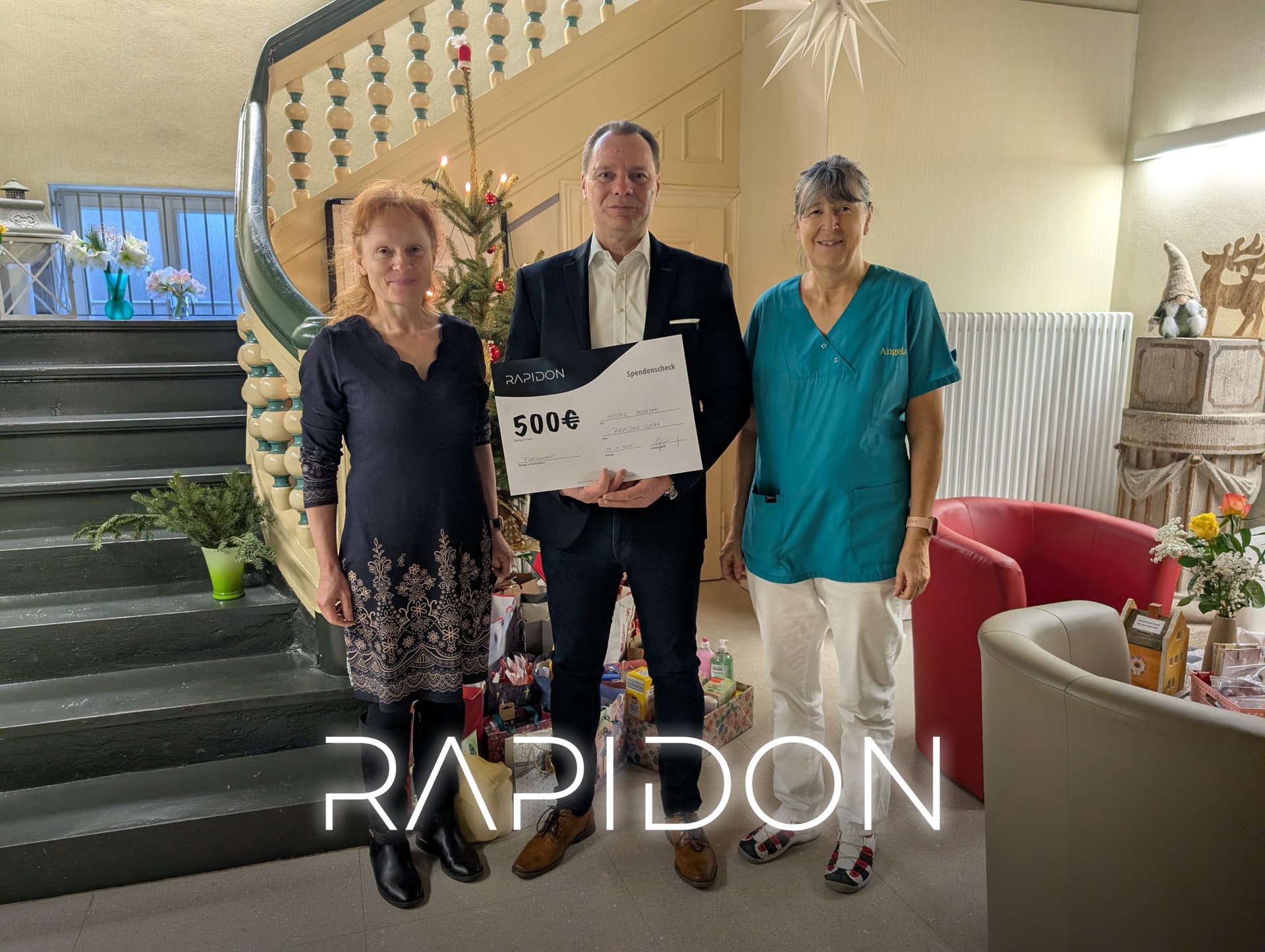 Übergabe der Spende an das Hospiz Oederan durch die Rapidon GmbH.